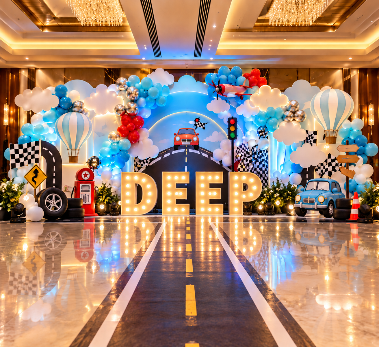 Aeroplane Theme Birthday Backdrop Decoration