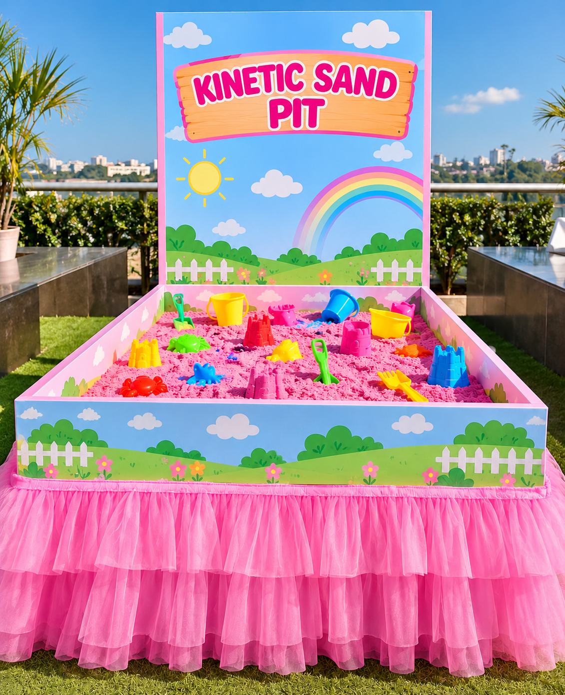 Kinetic Sand Pit Setup for Kids' Birthday Parties