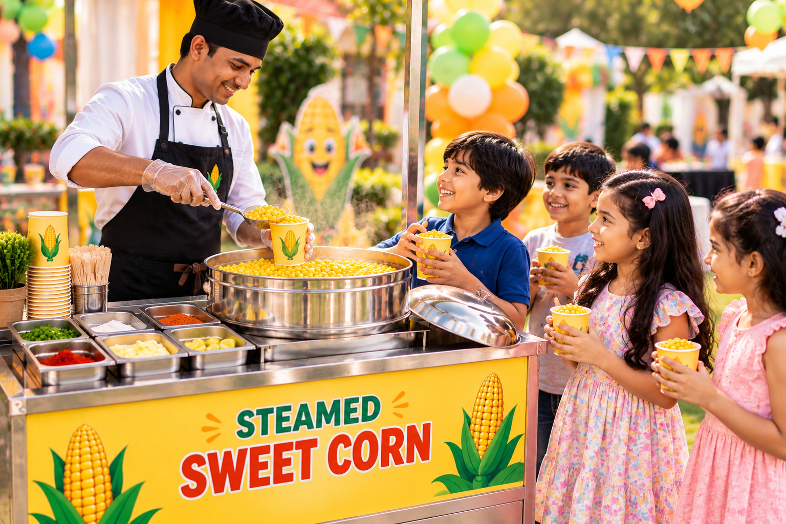 Steamed Sweet Corn Stall for Birthday Parties & Events