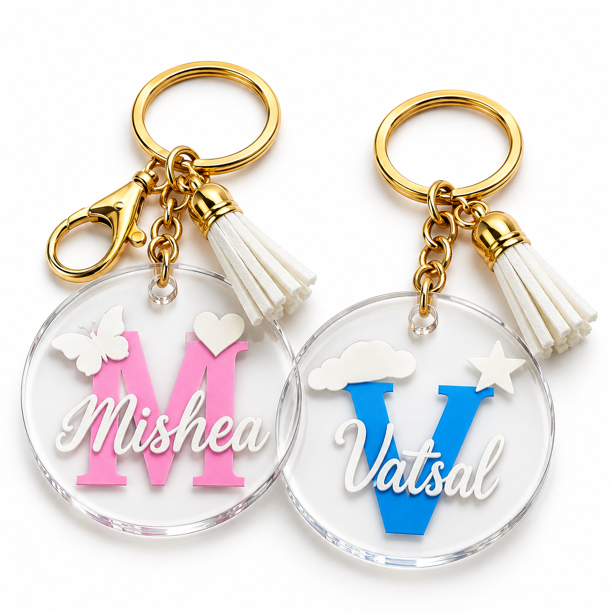 Customized Acrylic Name Keychains with Tassels